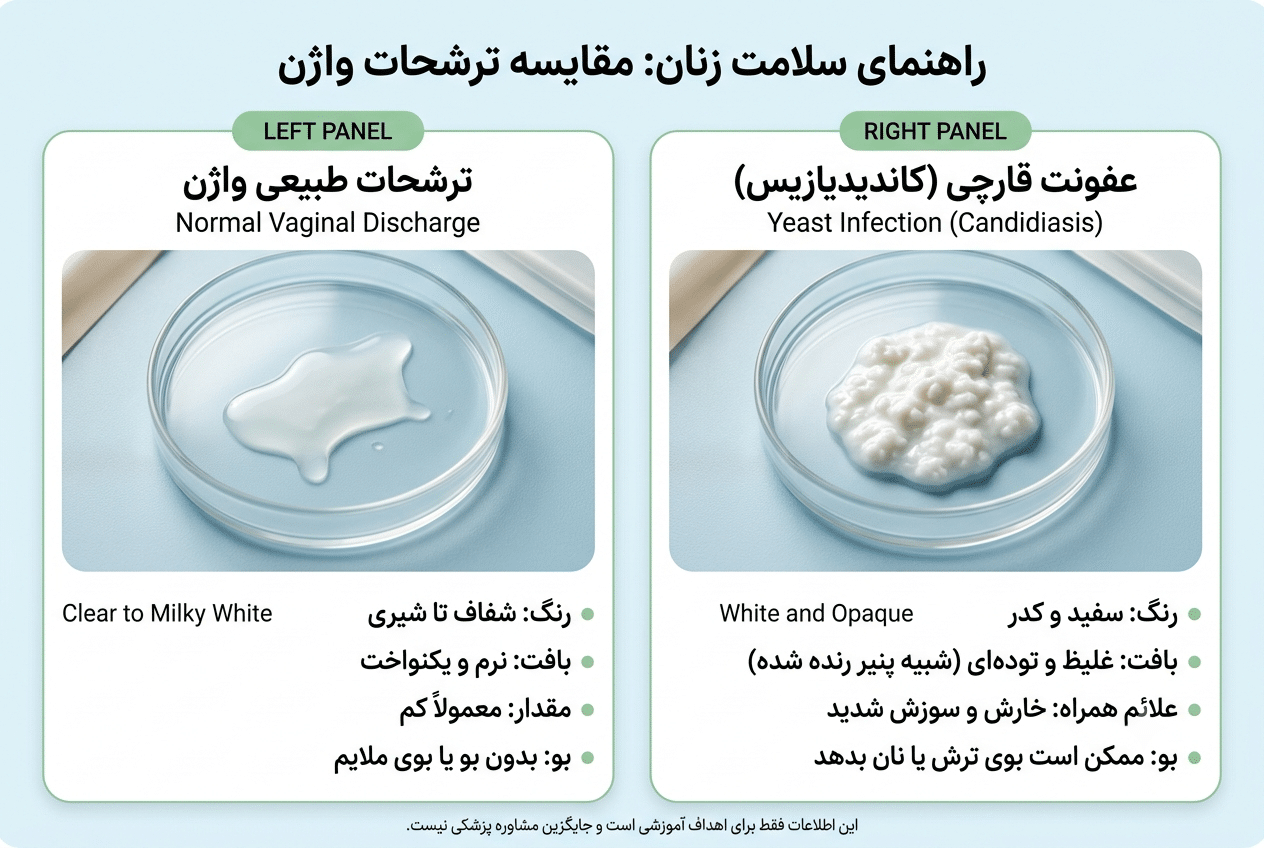 مقایسه ترشحات طبیعی واژن و ترشحات قارچی واژن