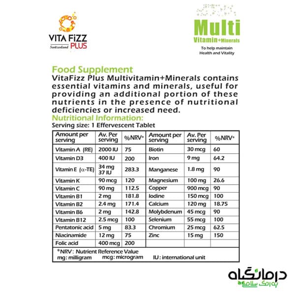 قرص مولتی ویتامین مینرال ویتافیز پلاس